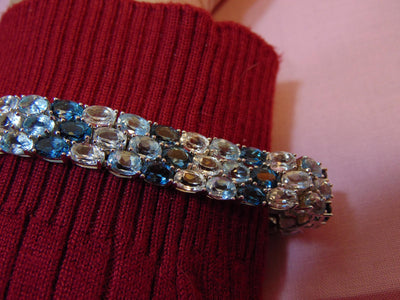 Estate Sterling Silver Blue Topaz Bracelet: 925 Resort Jewelry