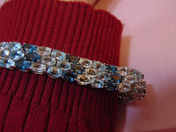 Estate Sterling Silver Blue Topaz Bracelet: 925 Resort Jewelry