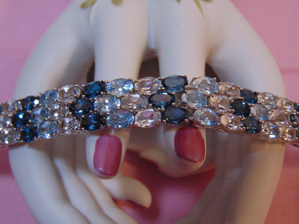 Estate Sterling Silver Blue Topaz Bracelet: 925 Resort Jewelry