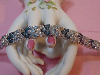 Estate Sterling Silver Blue Topaz Bracelet: 925 Resort Jewelry