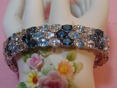 Estate Sterling Silver Blue Topaz Bracelet: 925 Resort Jewelry