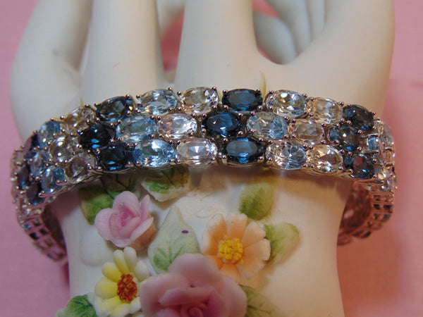 Estate Sterling Silver Blue Topaz Bracelet: 925 Resort Jewelry