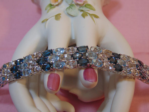 Estate Sterling Silver Blue Topaz Bracelet: 925 Resort Jewelry