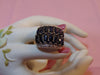 Estate Sterling Silver Sapphire Ring: Marquee & CZ Gemstones, Size 7.75