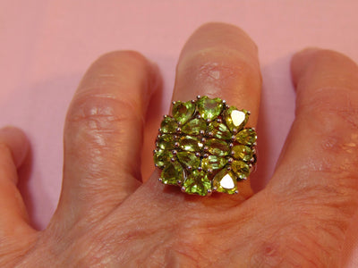 Multi-Stone Peridot Sterling Silver Ring - Size 7 3/4