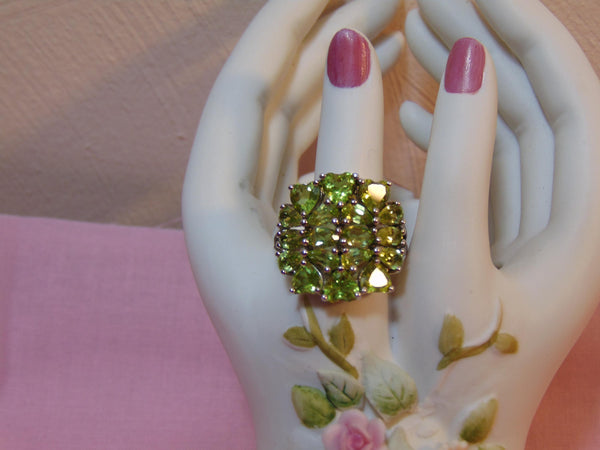 Multi-Stone Peridot Sterling Silver Ring - Size 7 3/4