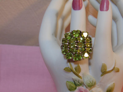 Multi-Stone Peridot Sterling Silver Ring - Size 7 3/4