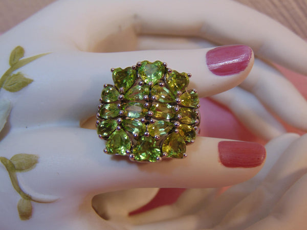 Multi-Stone Peridot Sterling Silver Ring - Size 7 3/4