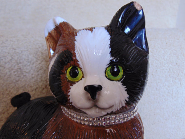 Timmy Woods Calico Cat Purse: Wooden Novelty Bag with Swarovski Collar