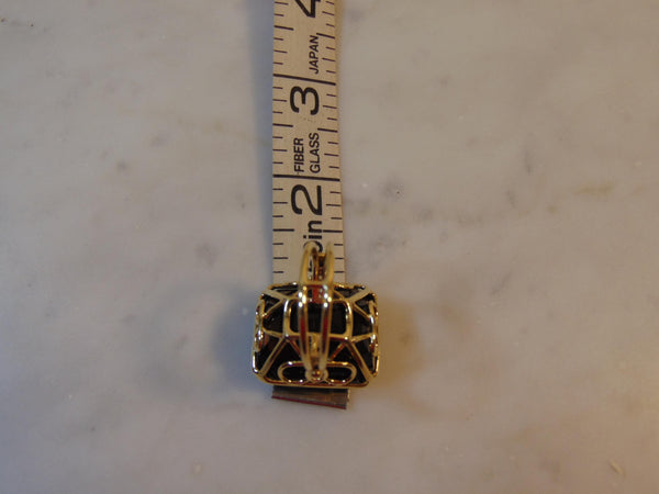 Vintage 14K Gold Blue Topaz Ring with Diamonds, Size 7.5