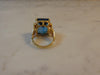Vintage 14K Gold Blue Topaz Ring with Diamonds, Size 7.5