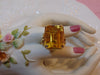 14K Gold Emerald Cut Yellow Quartz Ring - Vintage Statement Ring
