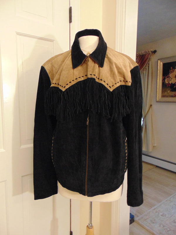 Vintage Scully Fringed Suede Jacket: Two-Tone Rodeo Style