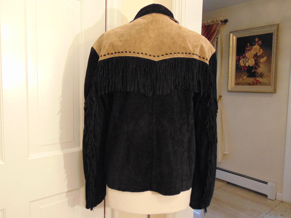 Vintage Scully Fringed Suede Jacket: Two-Tone Rodeo Style
