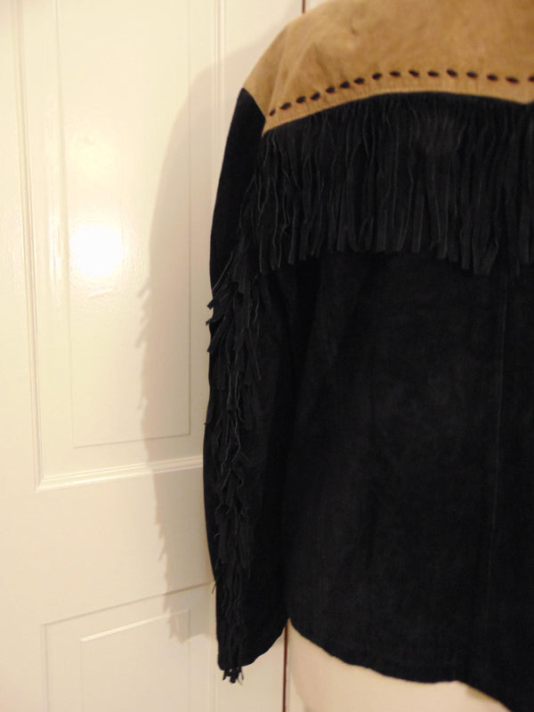 Vintage Scully Fringed Suede Jacket: Two-Tone Rodeo Style