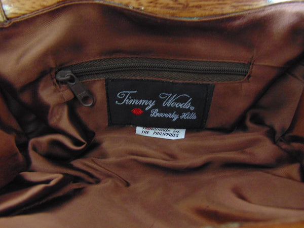 Vintage Timmy Woods USA Flag Dove Wooden Purse
