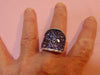 Sterling Silver Tanzanite Saddle Ring: CZ Accents, Size 7.75