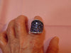 Sterling Silver Tanzanite Saddle Ring: CZ Accents, Size 7.75