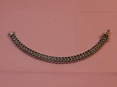 Sterling Silver Three Row Sapphire Bracelet - Estate Jewelry