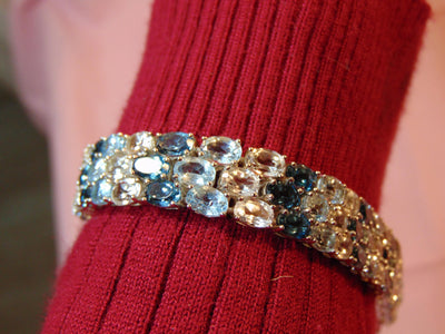 Estate Sterling Silver Blue Topaz Bracelet: 925 Resort Jewelry