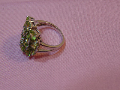 Multi-Stone Peridot Sterling Silver Ring - Size 7 3/4