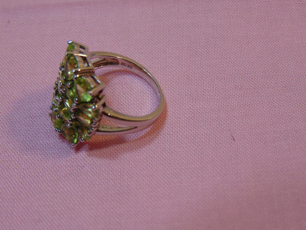 Multi-Stone Peridot Sterling Silver Ring - Size 7 3/4