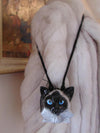 Vintage Timmy Woods Siamese Cat Wooden Purse, Signed