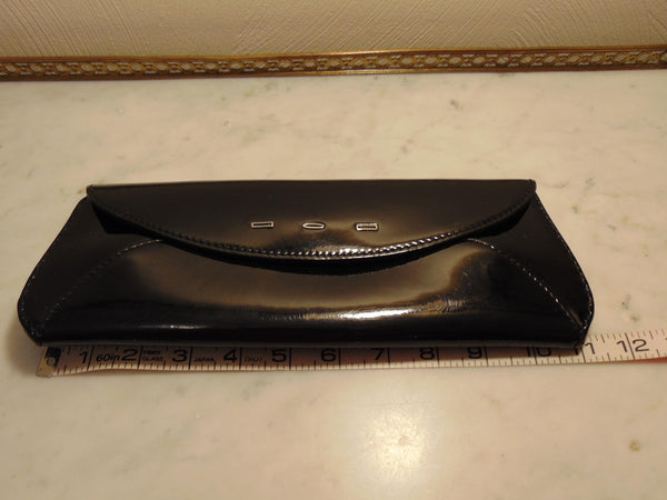 Vintage Manila Black Patent Leather Clutch: Handmade in Italy