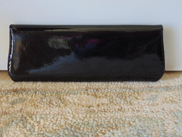 Vintage Manila Black Patent Leather Clutch: Handmade in Italy