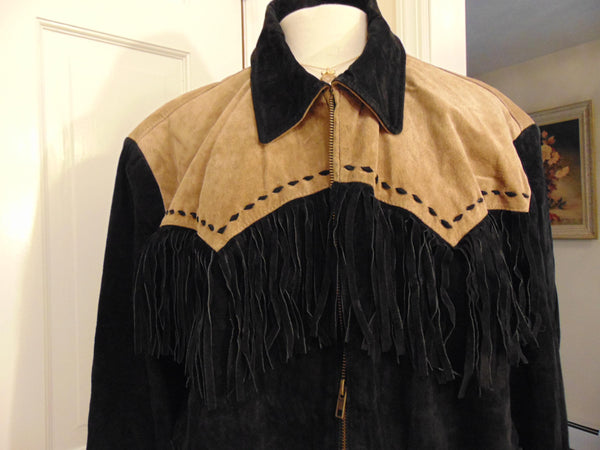 Vintage Scully Fringed Suede Jacket: Two-Tone Rodeo Style