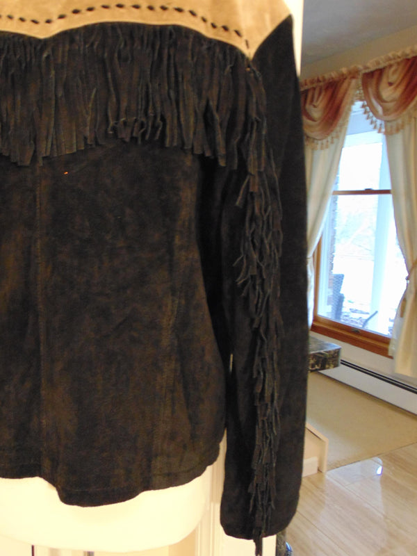 Vintage Scully Fringed Suede Jacket: Two-Tone Rodeo Style