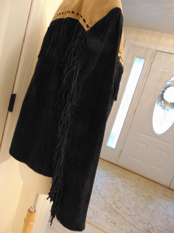 Vintage Scully Fringed Suede Jacket: Two-Tone Rodeo Style