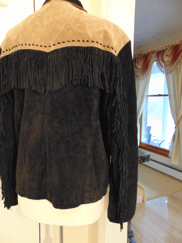 Vintage Scully Fringed Suede Jacket: Two-Tone Rodeo Style