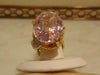 60Ct Natural Kunzite Diamond Ring: 18Kt Gold Twisted Vine Statement Ring