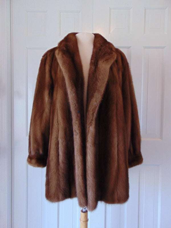 XL Vintage Brown Mink Fur Jacket: Nafa Mink, Preloved