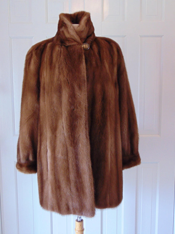 XL Vintage Brown Mink Fur Jacket: Nafa Mink, Preloved