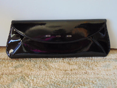 Vintage Manila Black Patent Leather Clutch: Handmade in Italy