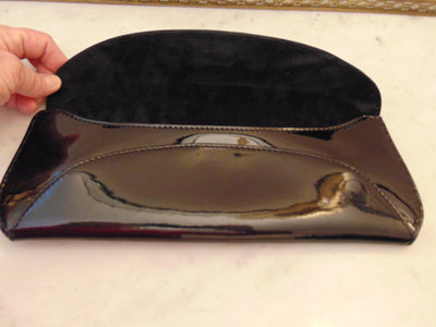 Vintage Manila Black Patent Leather Clutch: Handmade in Italy