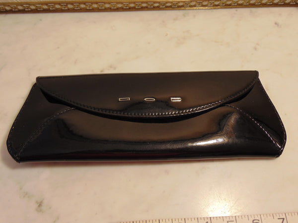 Vintage Manila Black Patent Leather Clutch: Handmade in Italy