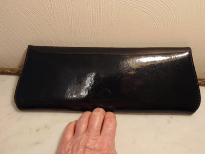 Vintage Manila Black Patent Leather Clutch: Handmade in Italy