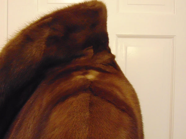 Vintage Beige Mink Fur Coat: Embroidered Lining, Monogrammed