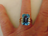 Emerald Cut Blue Topaz Ring: 14K Yellow Gold Estate Jewelry