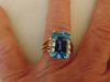 Emerald Cut Blue Topaz Ring: 14K Yellow Gold Estate Jewelry