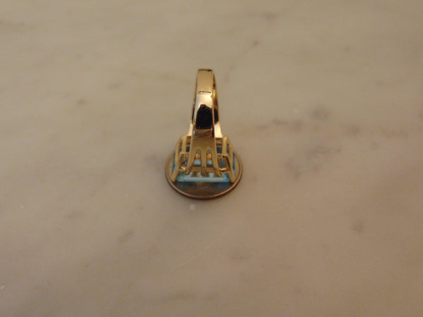 Emerald Cut Blue Topaz Ring: 14K Yellow Gold Estate Jewelry