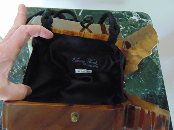 Vintage Timmy Woods USA Flag Purse: Wooden Americana Bag