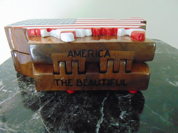 Vintage Timmy Woods USA Flag Purse: Wooden Americana Bag