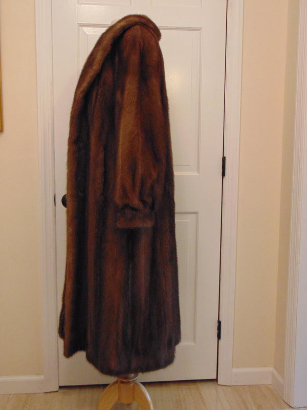 Vintage Beige Mink Fur Coat: Embroidered Lining, Monogrammed