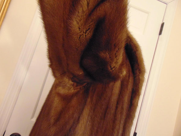 Vintage Beige Mink Fur Coat: Embroidered Lining, Monogrammed