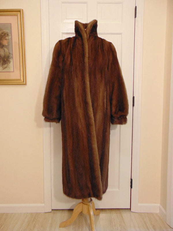 Vintage Beige Mink Fur Coat: Embroidered Lining, Monogrammed