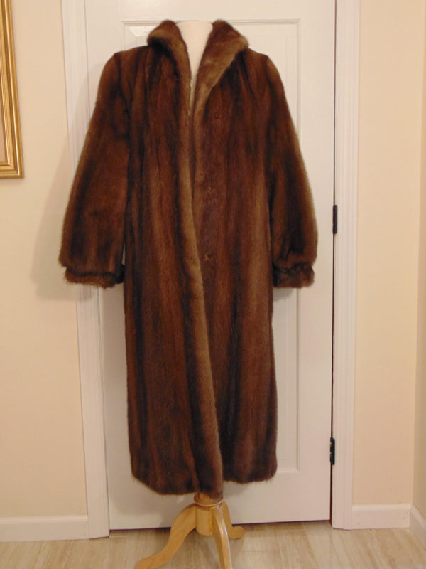 Vintage Beige Mink Fur Coat: Embroidered Lining, Monogrammed